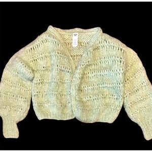 Frisson Knits Mohair Cardigan Sweater Green One Size New Zealand Chunky